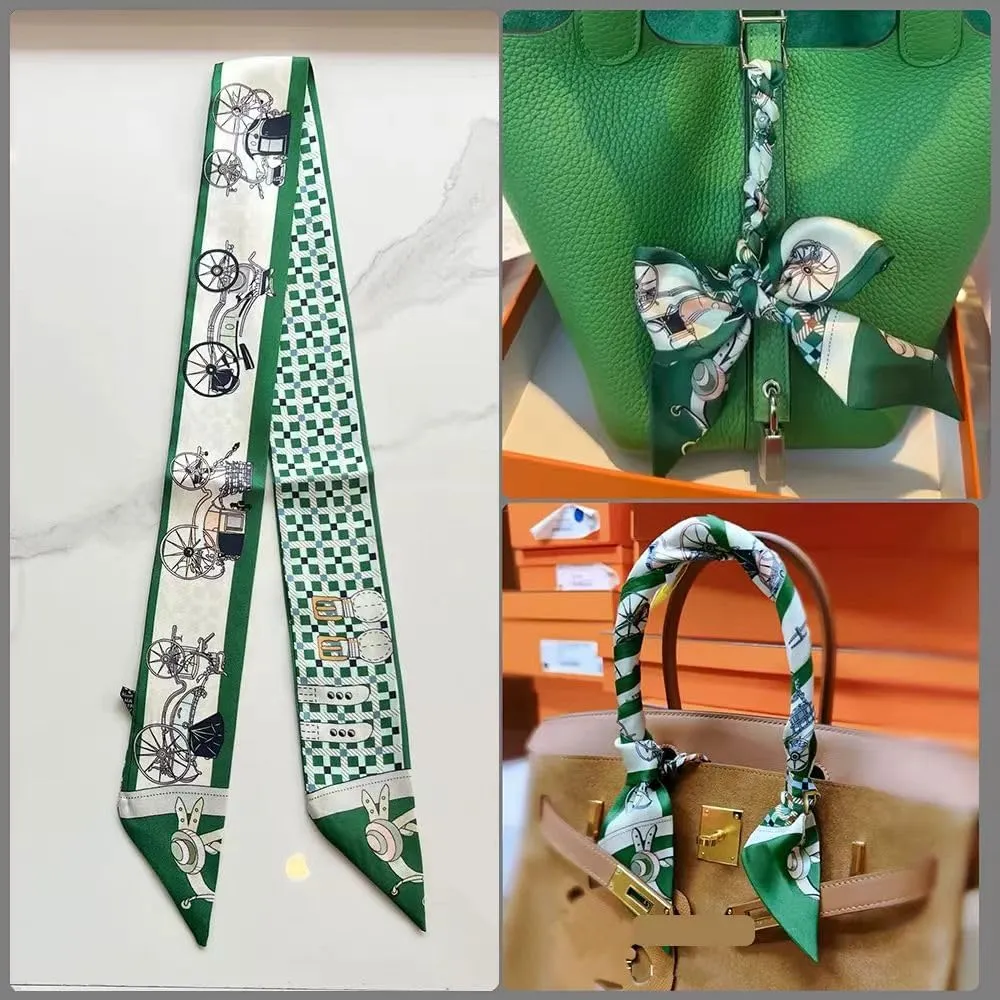 100% Mulberry Silk Scarf for Handbags,Bags, and Purses,1 Pcs 2"x35" Hair Ribbon Skinny Neck Scarves for Women