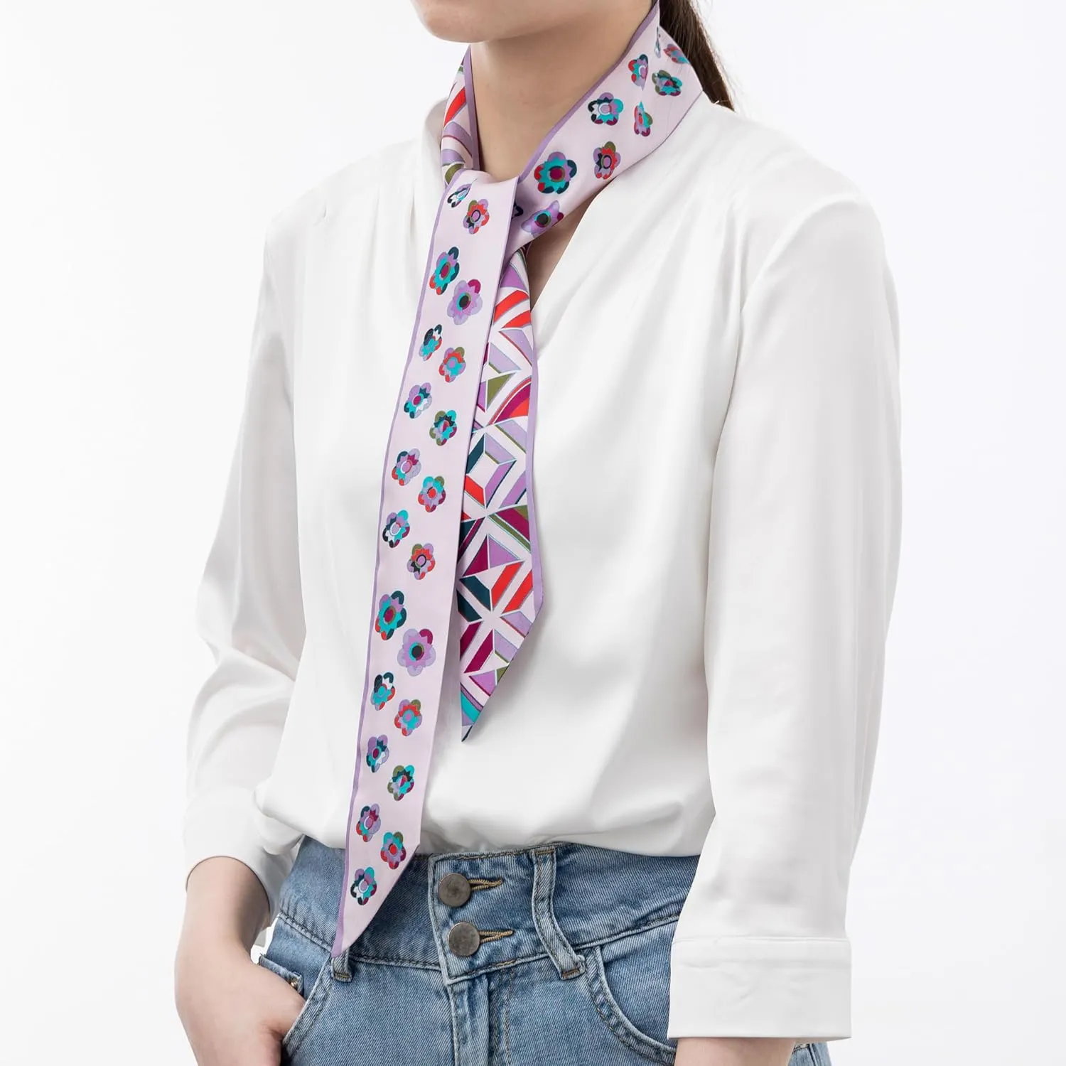 100% Mulberry Silk Scarf for Women Neck, Handbags,Bags, Purse, Hair Head Ribbon Skinny Scarf Silk Headband Scarf