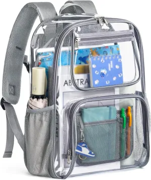17 Inch Clear Backpack For Women Men Boys Girls, Heavy Duty Clear Bookbag, Transparent Bag For Sport Work Travel
