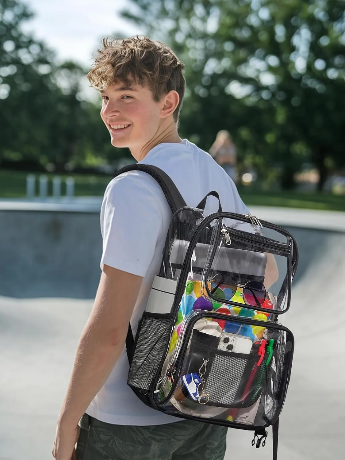 17 Inch Clear Backpack For Women Men Boys Girls, Heavy Duty Clear Bookbag, Transparent Bag For Sport Work Travel