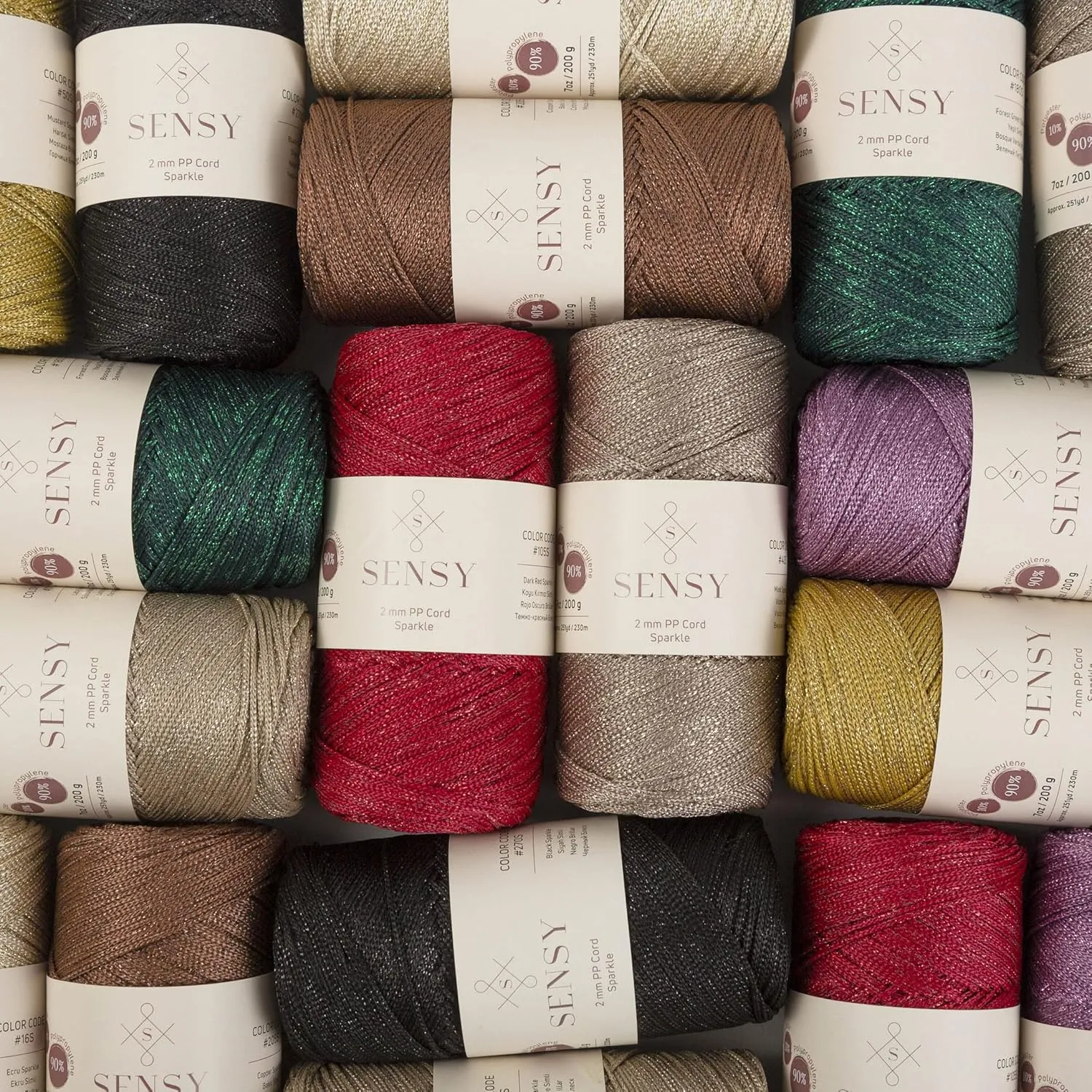 2 Pack of Sensy Premium 2mm 251 Yards Sparkle Polyester Rope 90% Polypropylene 10% Polyester Cord Macrame Cord 2mm Crochet Bag Cord Macrame Rope Crochet Thread Gift for Knitter (Copper Sparkle)