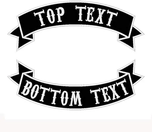 2 PCS Personalised Iron-on Patch, Vest Biker Rocker Motorcycle Patch, Embroidery Custom Patch for Jacket, Clothes, Bags…(White Border,Black Fabric)