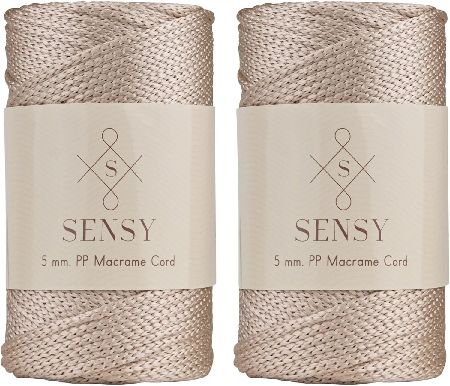 2 Skeins of Sensy Premium 5mm 104 Yards Polyester Rope 100% Polypropylene Cord Macrame Cord 5mm Crochet Bag Cord Macrame Rope Crochet Thread Gift for Knitter (Latte)