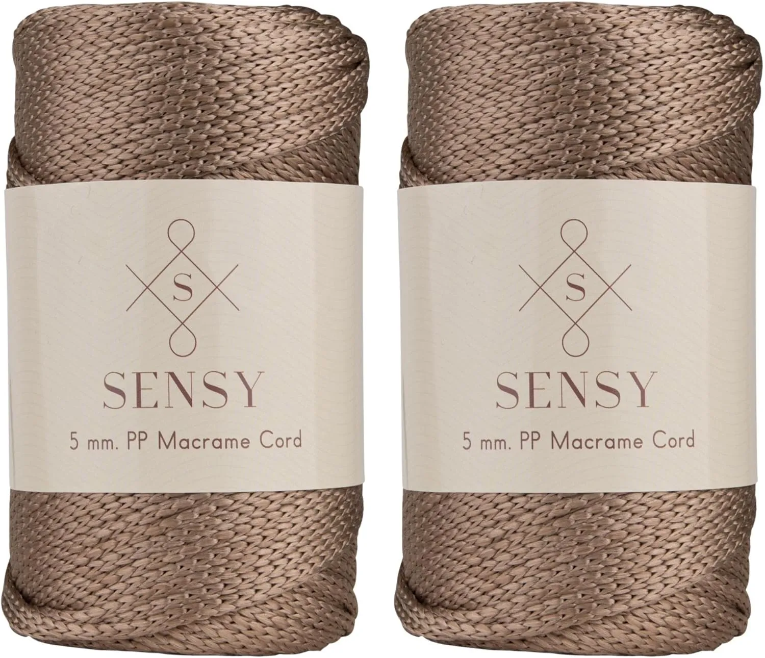 2 Skeins of Sensy Premium 5mm 104 Yards Polyester Rope 100% Polypropylene Cord Macrame Cord 5mm Crochet Bag Cord Macrame Rope Crochet Thread Gift for Knitter (Mink)