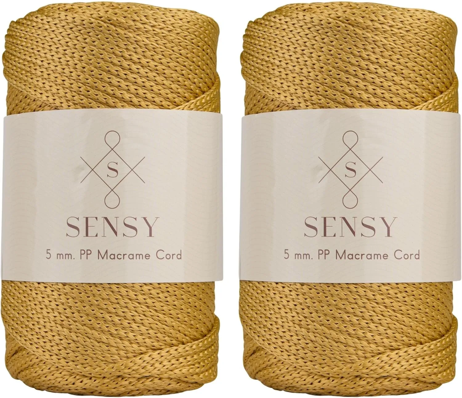 2 Skeins of Sensy Premium 5mm 104 Yards Polyester Rope 100% Polypropylene Cord Macrame Cord 5mm Crochet Bag Cord Macrame Rope Crochet Thread Gift for Knitter (Mustard)