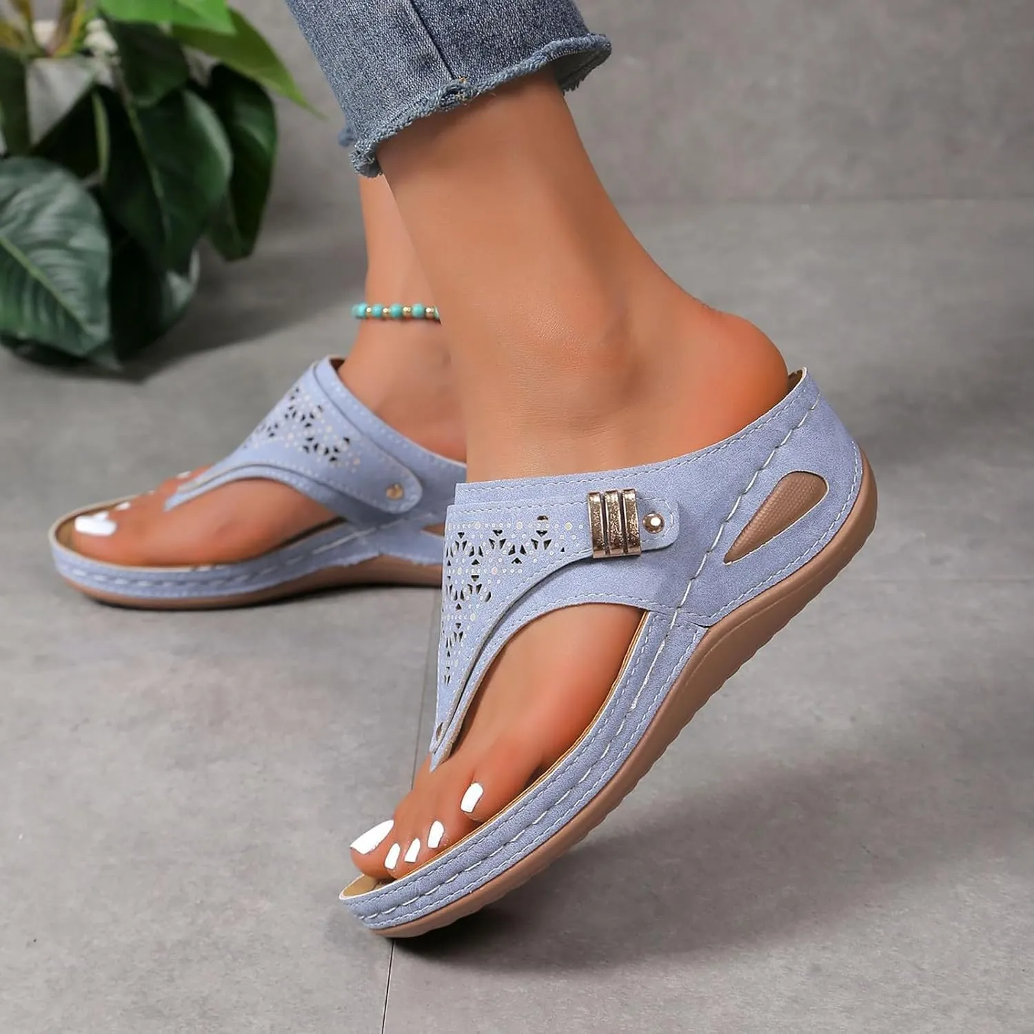 2025 Women'S Summer Sandals:Orthopedic Arch Support Wedge&Platform Heels,Beach/Resort Comfort Dressy/Casual Walkin Shoes