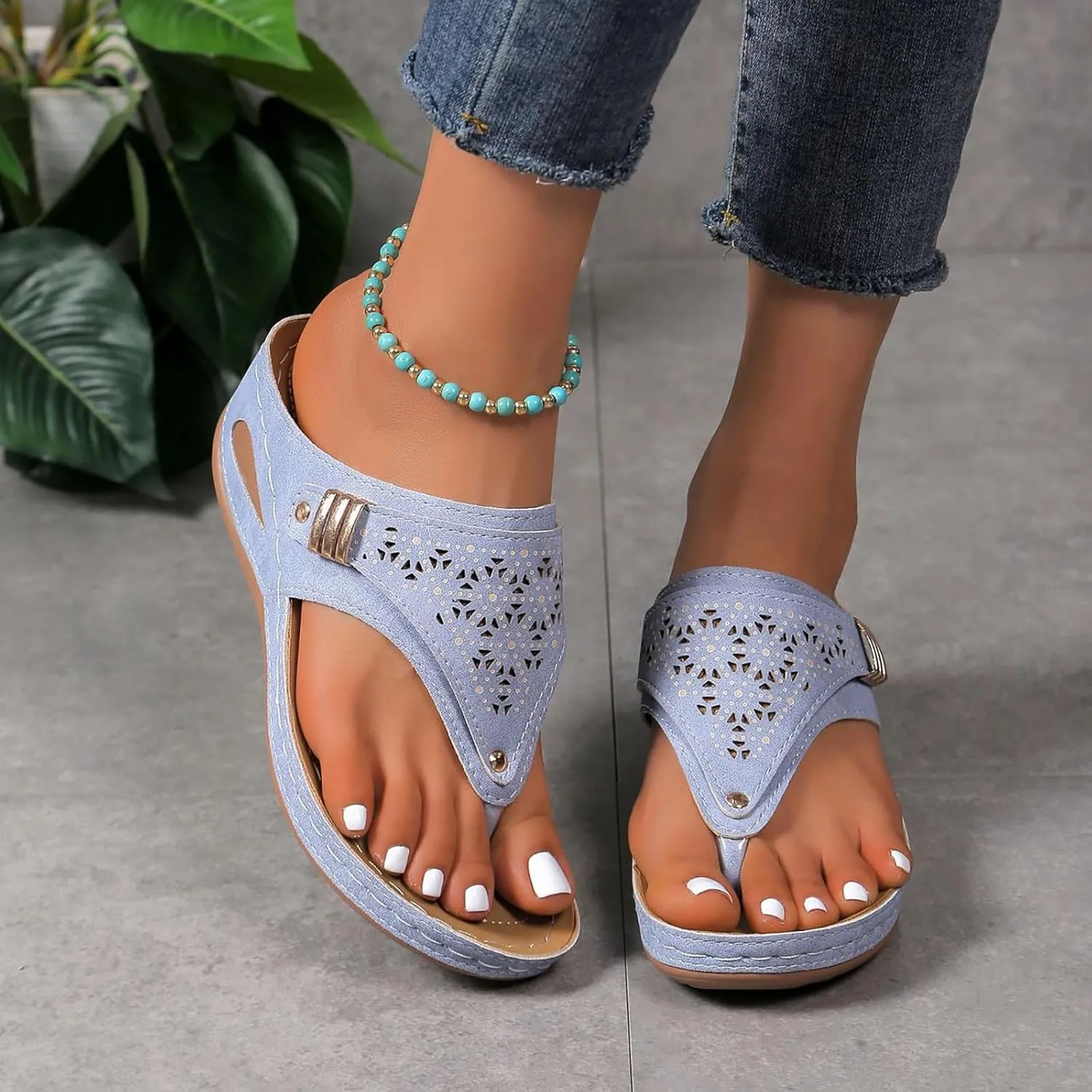 2025 Women'S Summer Sandals:Orthopedic Arch Support Wedge&Platform Heels,Beach/Resort Comfort Dressy/Casual Walkin Shoes