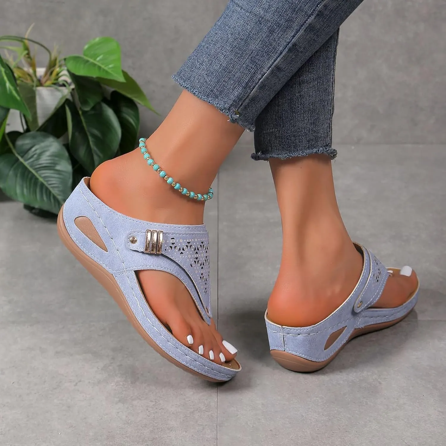 2025 Women'S Summer Sandals:Orthopedic Arch Support Wedge&Platform Heels,Beach/Resort Comfort Dressy/Casual Walkin Shoes