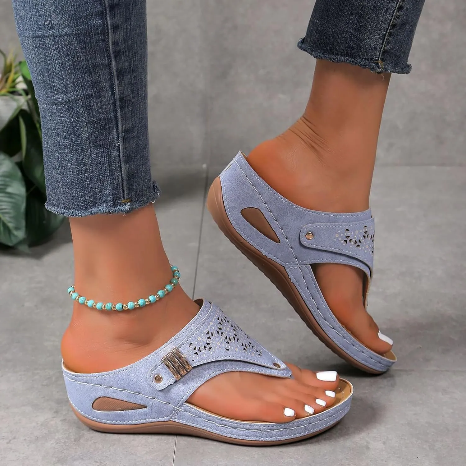 2025 Women'S Summer Sandals:Orthopedic Arch Support Wedge&Platform Heels,Beach/Resort Comfort Dressy/Casual Walkin Shoes