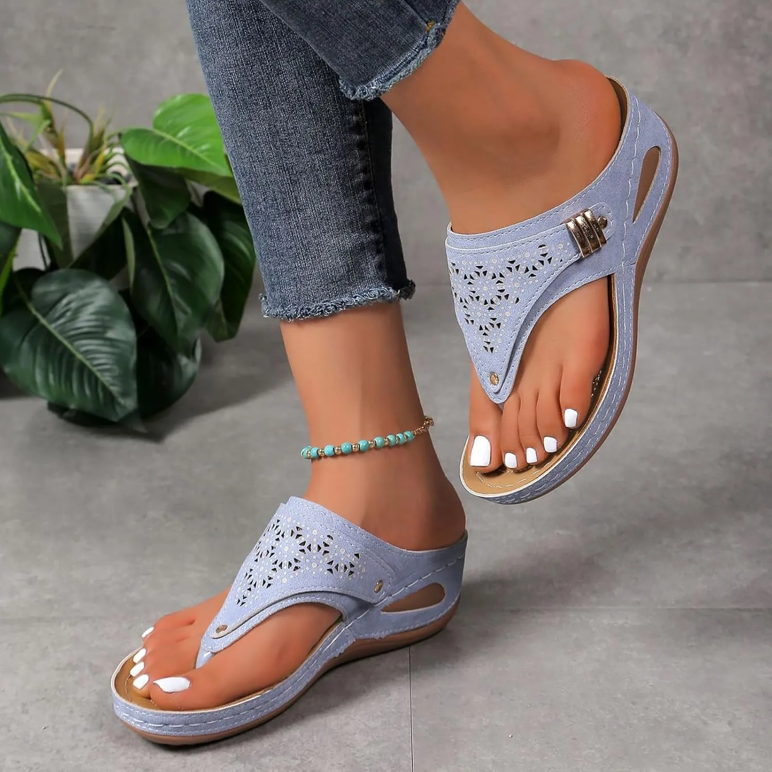 2025 Women'S Summer Sandals:Orthopedic Arch Support Wedge&Platform Heels,Beach/Resort Comfort Dressy/Casual Walkin Shoes