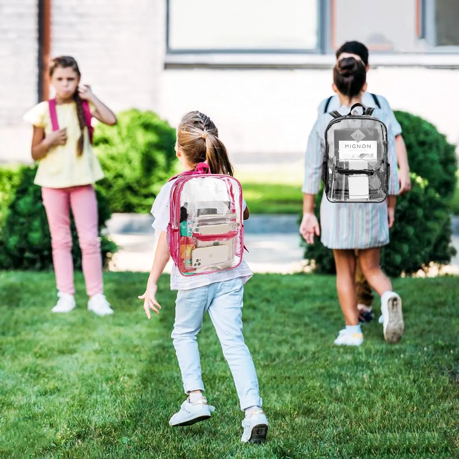 24-Pack 17'' Clear Black Backpacks for School – Transparent Bookbags for Kids, Heavy Duty PVC Clear Bags with Reinforced Straps, Bulk Back Pack for Girls Boys Elementary, Middle & High School