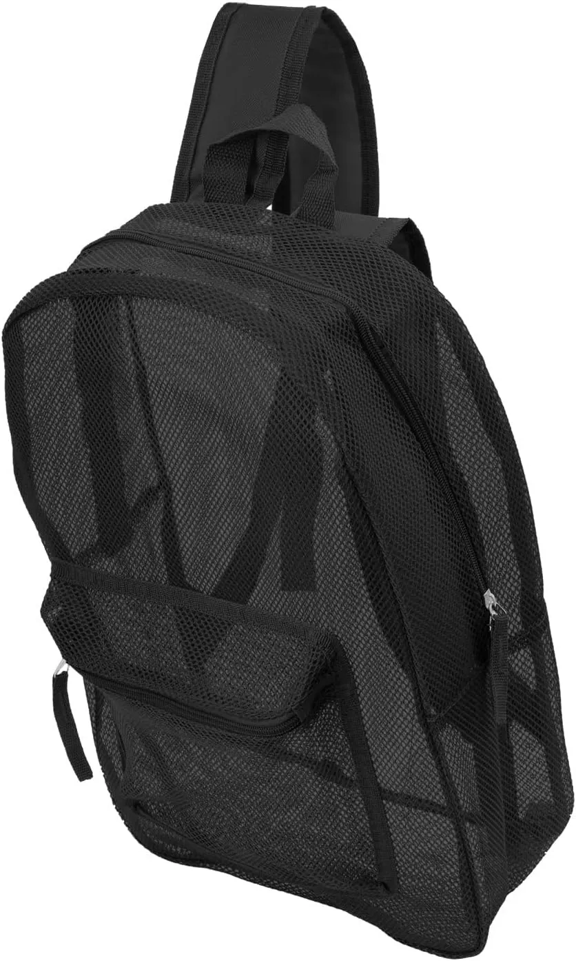 24 Pack 17" Wholesale Bulk Mesh Backpacks, Black - Bookbags in Bulk for Elementary, Middle, and High School Students