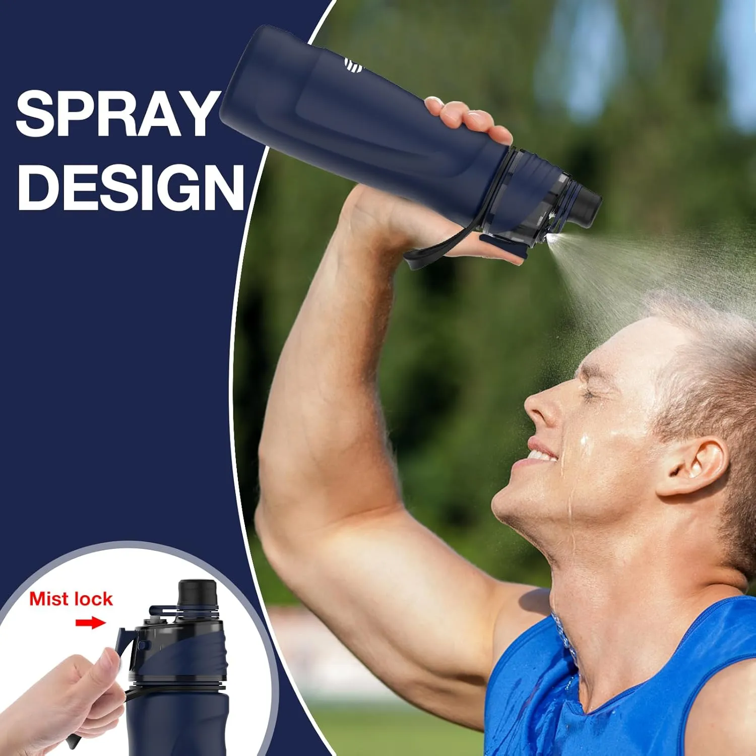 24oz Insulated 2-in-1 Mist & Sip Stainless Steel Thermo Bottle for Hot/Cold Drinks, Sports Use