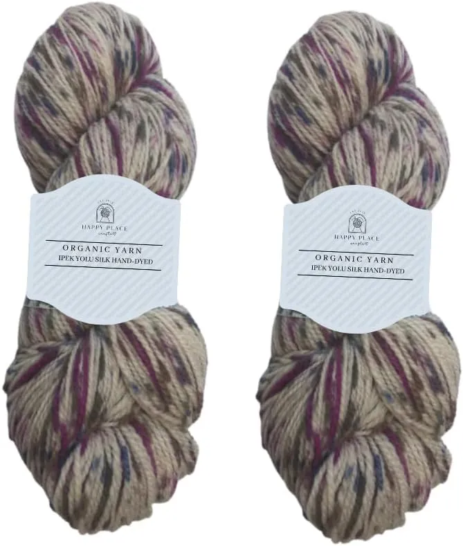 2PK Ipek Yolu Knit Yarn, Crochet Yarn, Silk Wool Blend, Multi-Color Yarn, Hand-Dyed, Organic, 200g, 800m, Oeko-TEX Certified (Jewels)