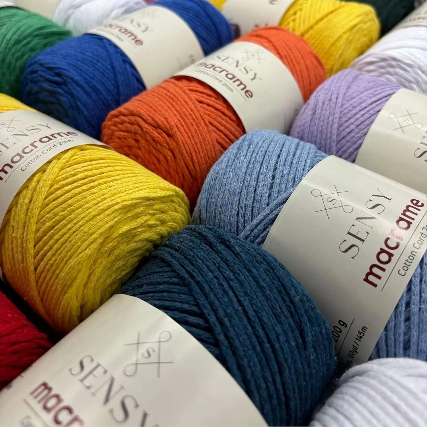 3 Skeins of Sensy Premium 2mm - 160 Yards 100% Recycled Cotton Macrame Cord Crochet Bag Cord Macrame Rope Crochet Thread (Ecru)