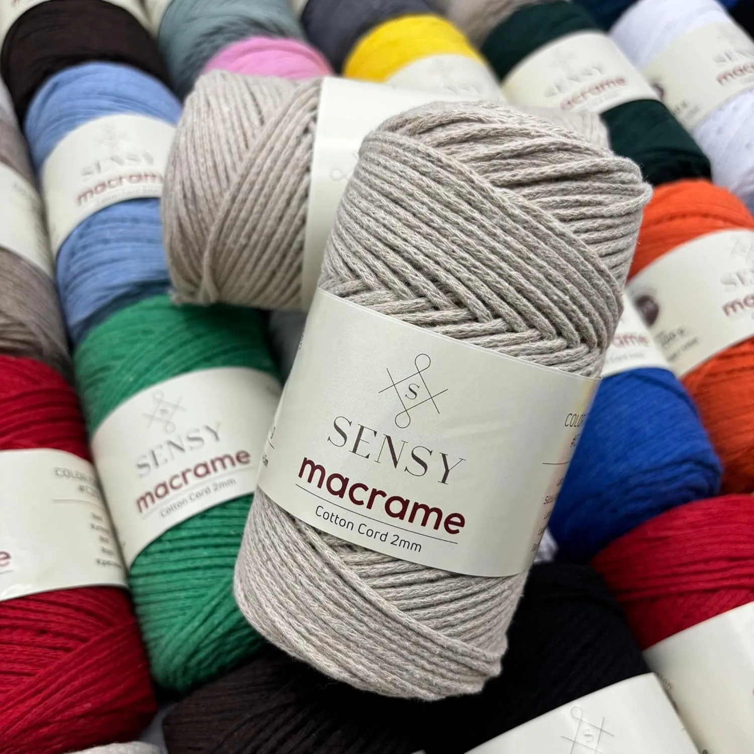 3 Skeins of Sensy Premium 2mm - 160 Yards 100% Recycled Cotton Macrame Cord Crochet Bag Cord Macrame Rope Crochet Thread (Mink)