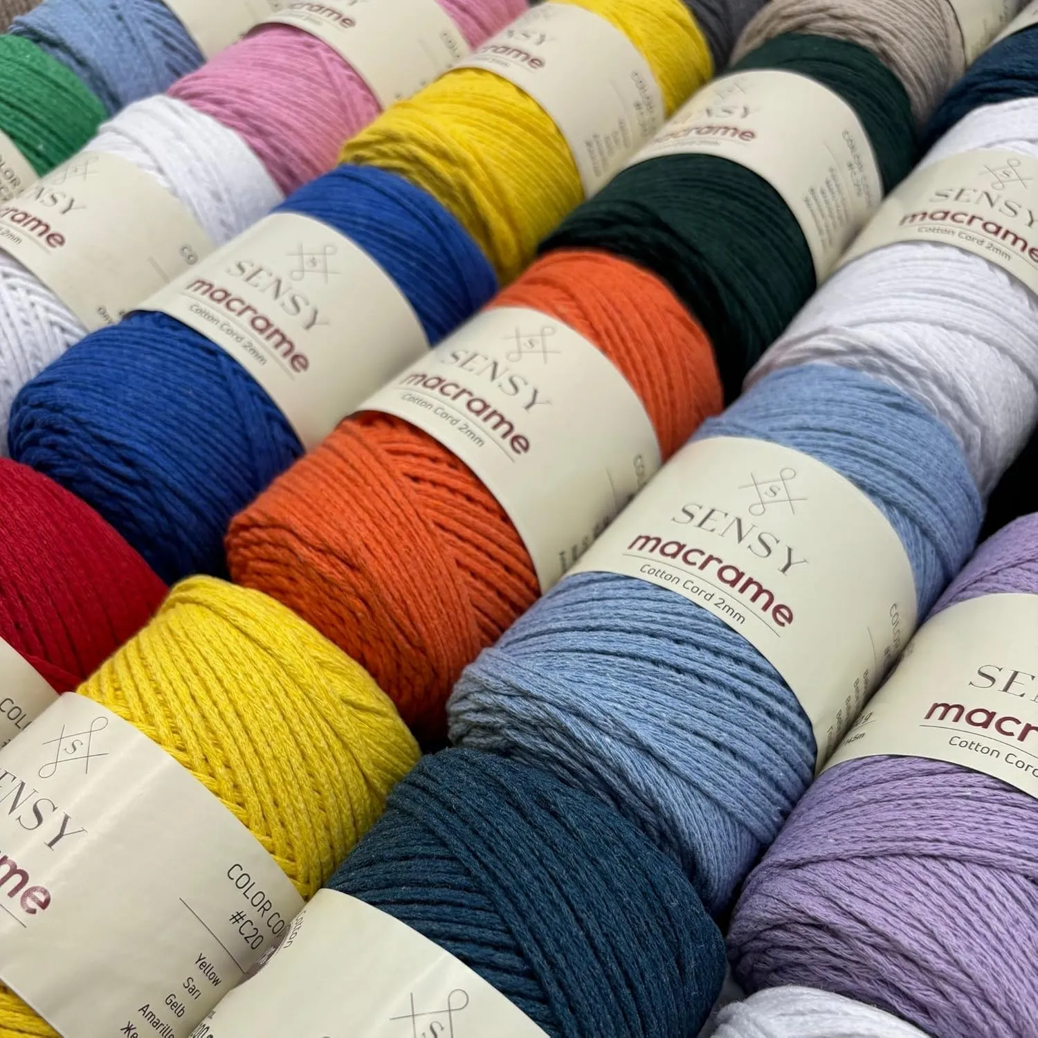 3 Skeins of Sensy Premium 2mm - 160 Yards 100% Recycled Cotton Macrame Cord Crochet Bag Cord Macrame Rope Crochet Thread (Mink)