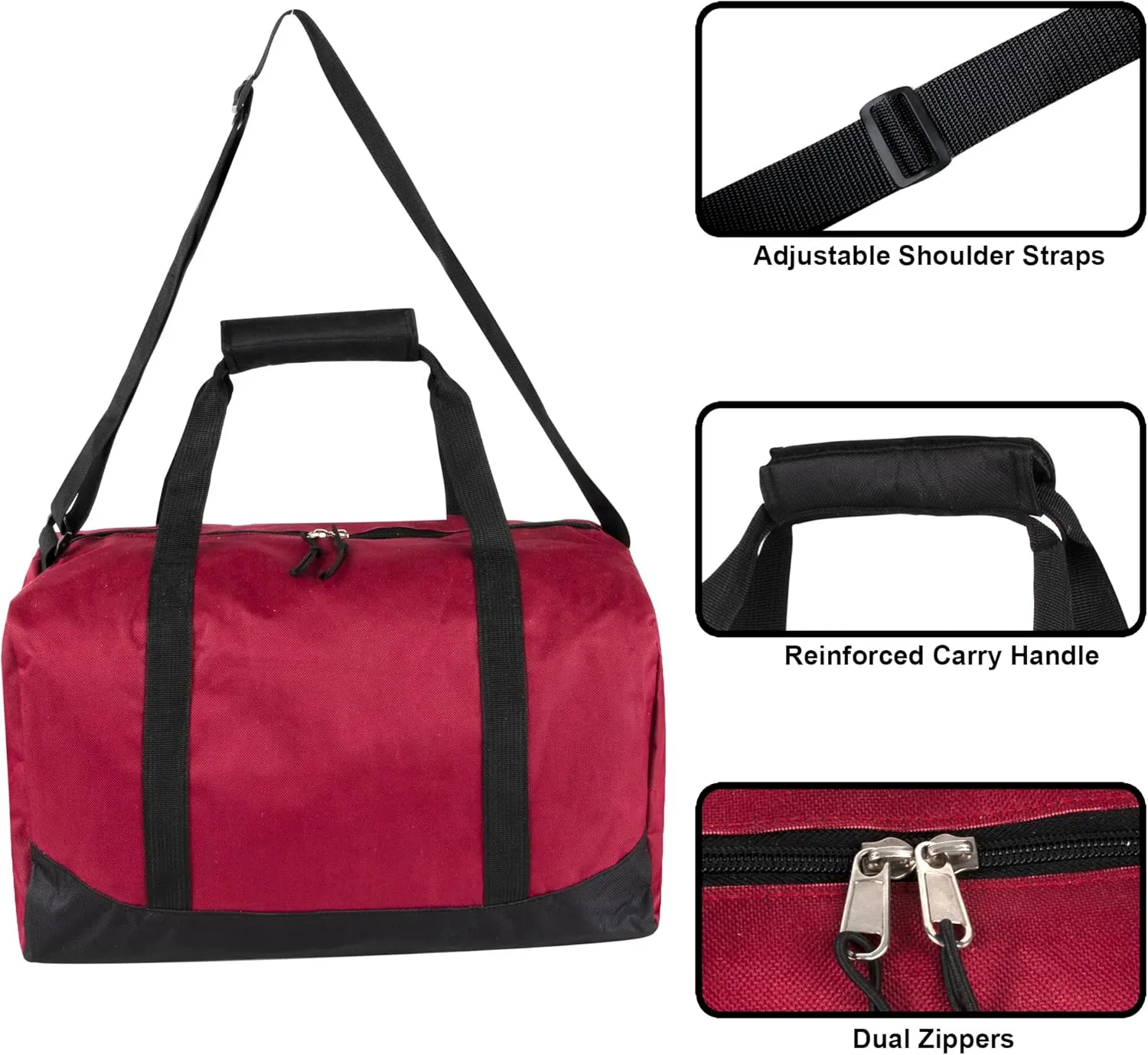 30 Liter, 17 Inch Canvas Duffle Bags for Men and Women – Travel Weekender Overnight Carry-On Shoulder Duffel Tote Bags (Red)