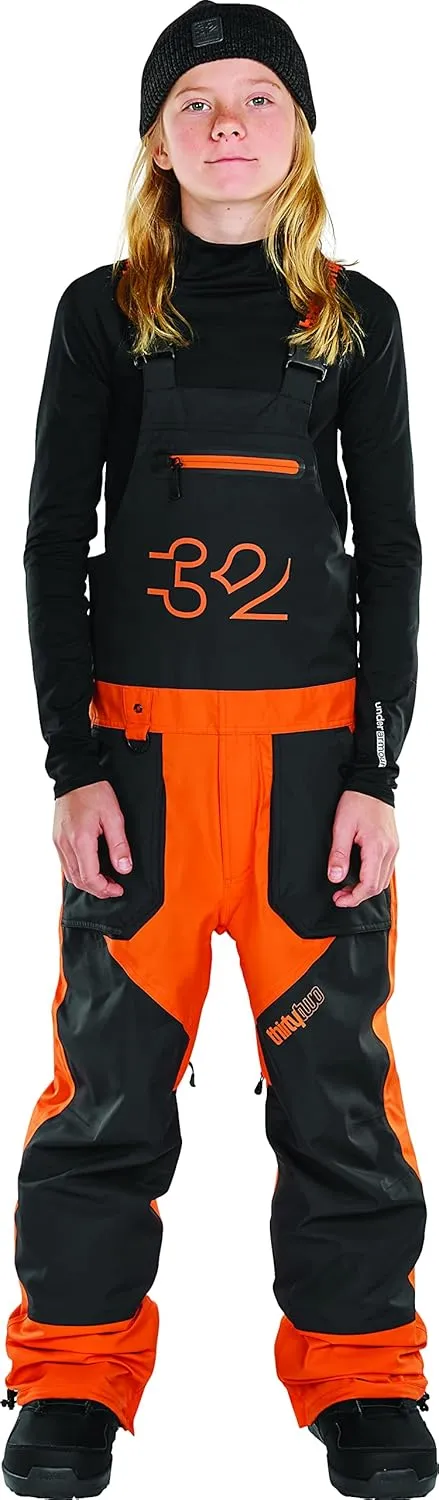 32 Thirtytwo Youth Basement Snow Sport Bib - Orange | Medium