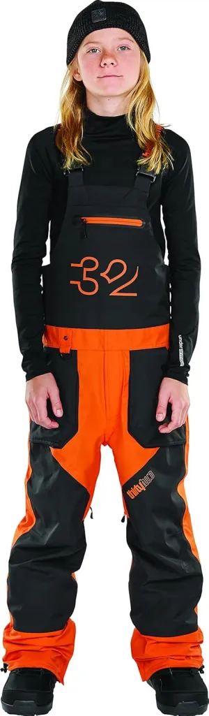32 Thirtytwo Youth Basement Snow Sport Bib - Orange | Medium