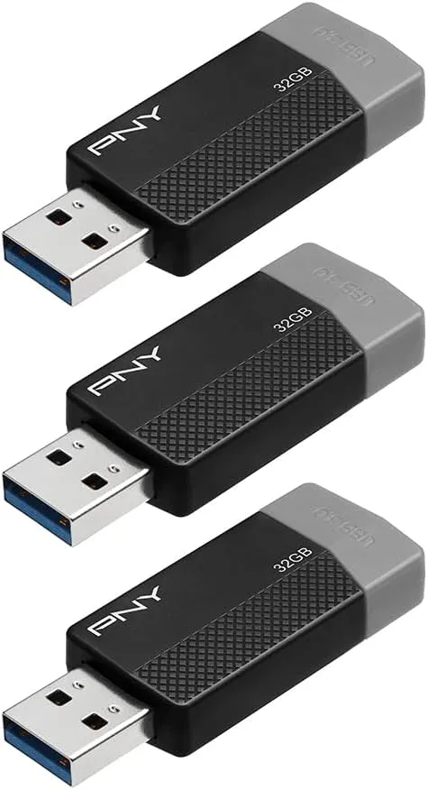 32GB PNY ODM Elite Edge USB 3.0 Flash Drive 3-Pack Black – Durable Reliable Portable Storage to Store and Transfer
