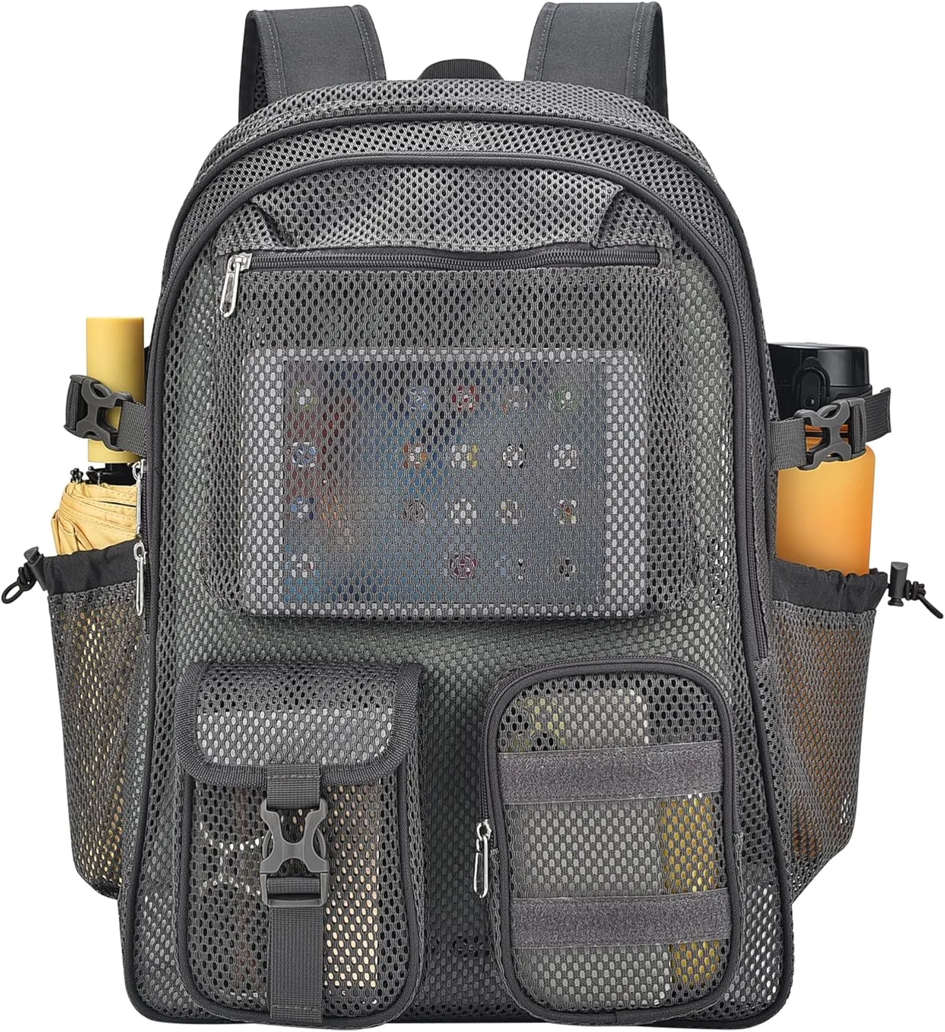 36L Large Heavy Duty Mesh Backpacks-Charcoal gray