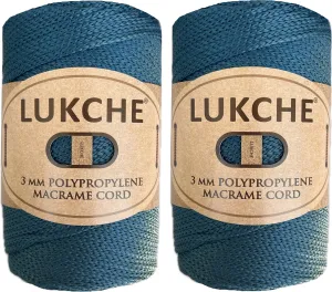 3mm Premium Polyester Macrame Cord (147 Yards) 100% Polypropylene Premium Macrame Rope, Colorful Yarn Crochet Macrame Bag Craft for Wall Hangers, Bags, Bottom Plates, Carpets (Peacock, 2 Skein)