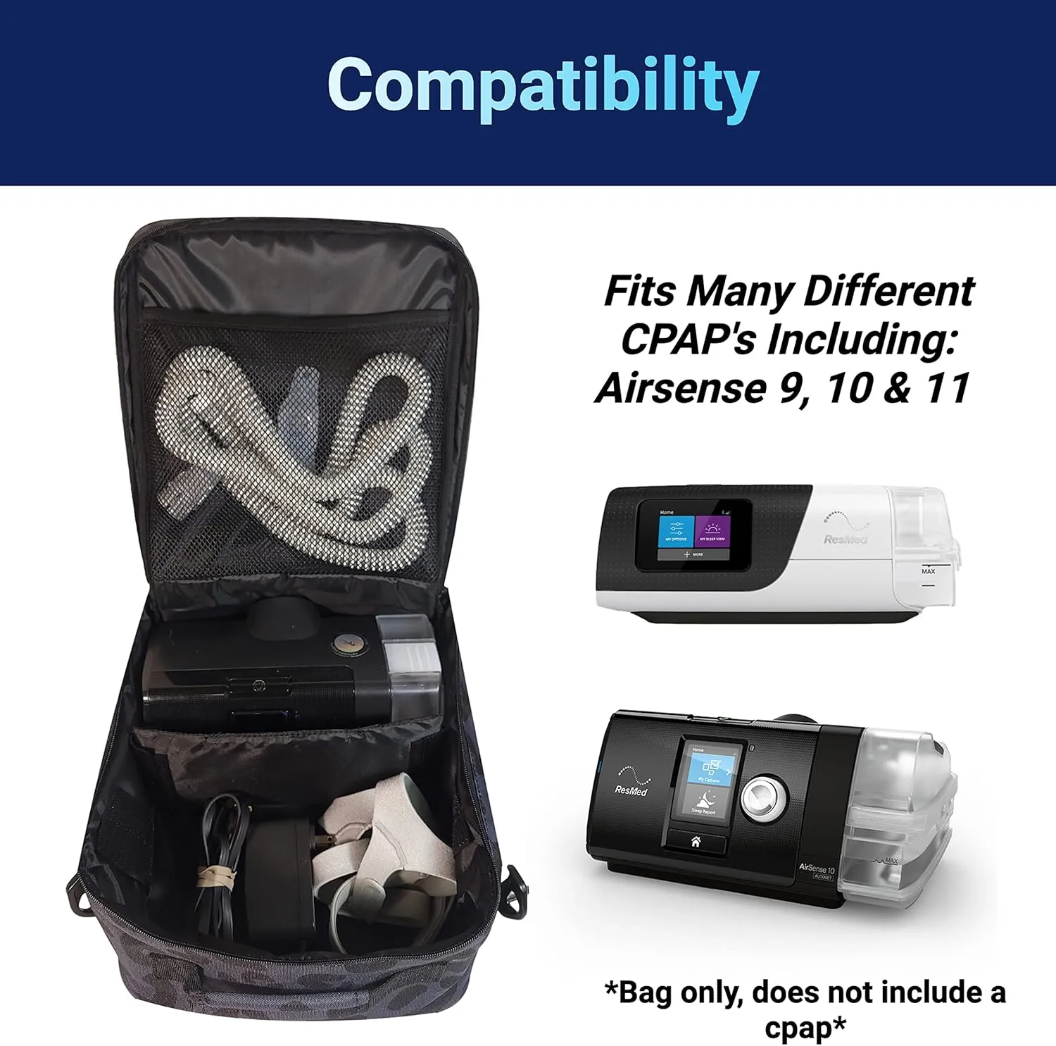 40Winkz USA CPAP Travel Bag, CPAP carry bag for various CPAP’s compatible with, Airsense 10, Airsense 11, Dreamstation & more. Attaches to luggage & travel compliant (Leopard Print)