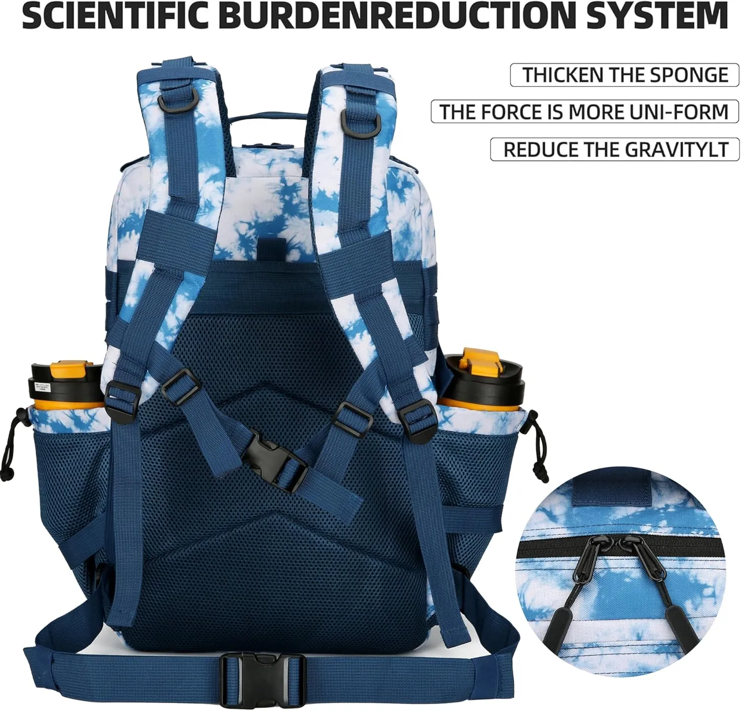 45L Tactical Assault Backpack 3 day assault pack with Molle Waterproof backpack Rucksack for Tactical Backpacks (Blue coral)