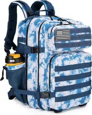 45L Tactical Assault Backpack 3 day assault pack with Molle Waterproof backpack Rucksack for Tactical Backpacks (Blue coral)