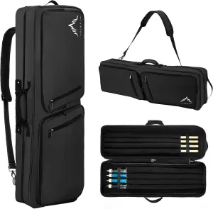 4x4 Pool Cue Case, Soft Padded Pool Stick Case with Adjustable Shoulder Straps, Includes 2 Large Accessories Pockets