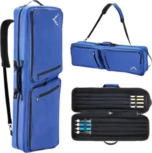 4x4 Pool Cue Case, Soft Padded Pool Stick Case with Adjustable Shoulder Straps, Includes 2 Large Accessories Pockets