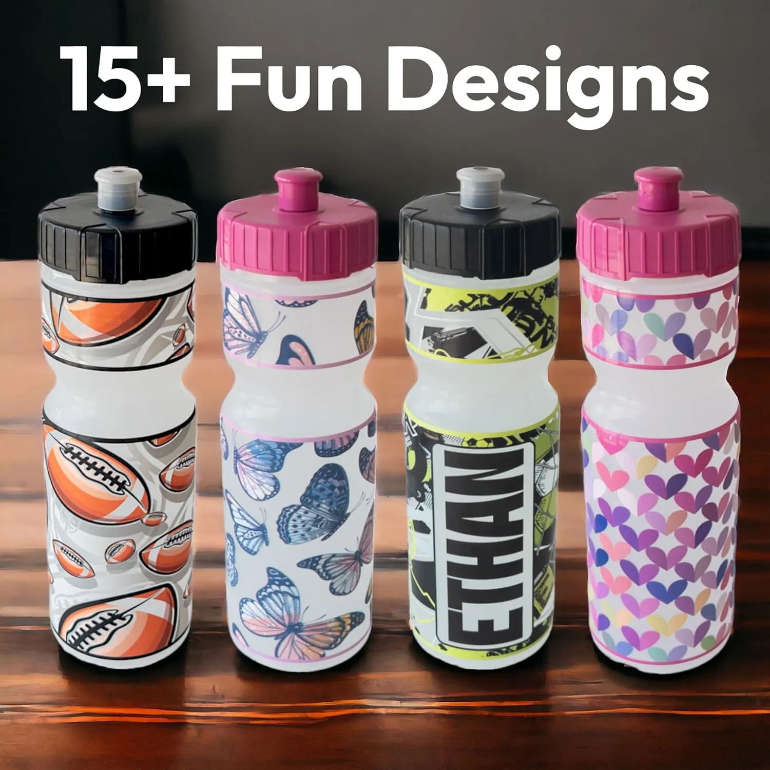 50 Strong 22oz Kids Personalized Basketball Squeeze Water Bottle – BPA-Free with Pull Top Cap – Durable & Reusable for School, Boys & Girls – Made in USA – Custom Name, Team or Number
