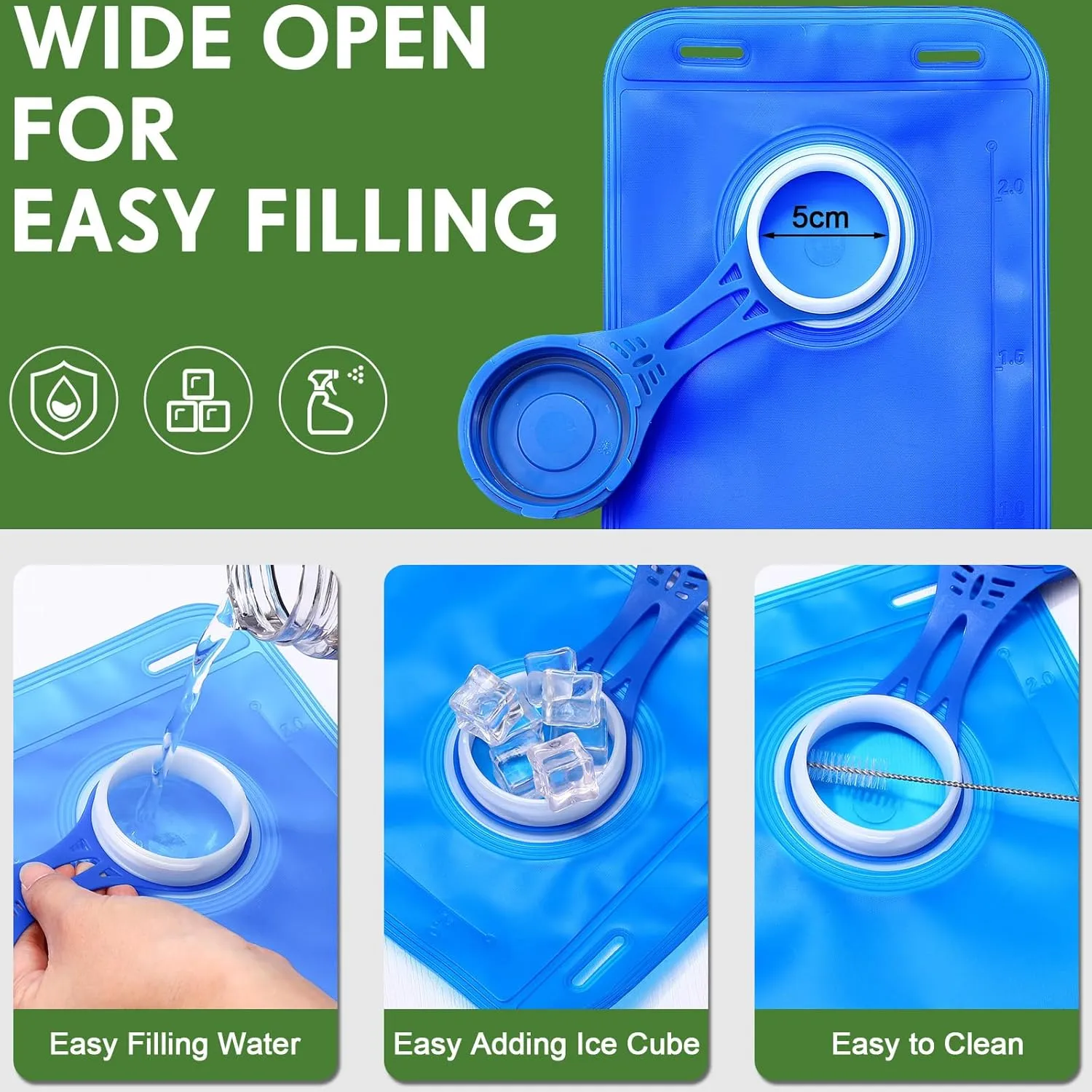 6 Pack Hydration Bladder 2L Water Bladder for Hiking Backpack Leak Proof Water Pouch Reusable Water Reservoir for Bicycling Hiking Camping Hunting Running