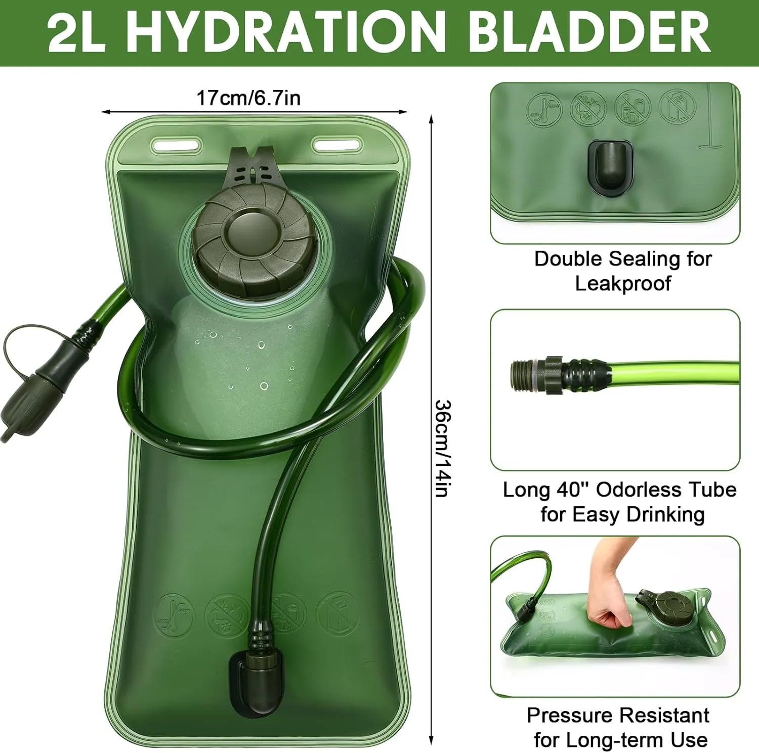 6 Pack Hydration Bladder 2L Water Bladder for Hiking Backpack Leak Proof Water Pouch Reusable Water Reservoir for Bicycling Hiking Camping Hunting Running