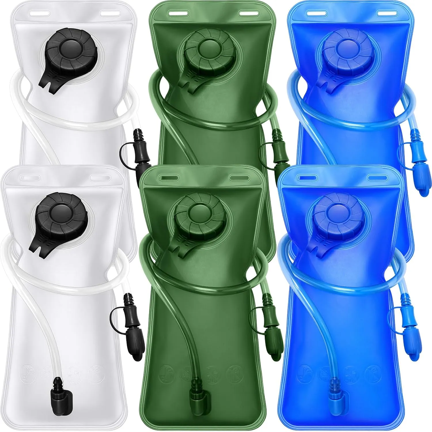 6 Pack Hydration Bladder 2L Water Bladder for Hiking Backpack Leak Proof Water Pouch Reusable Water Reservoir for Bicycling Hiking Camping Hunting Running