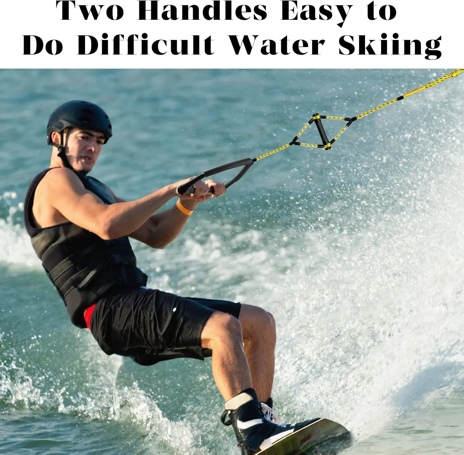 75FT Water Ski Rope with 15in Handles & 6.3in Small Handle Tow Rope for Tubing for 4 Sections,Suitable Forwatersports Rope for Wakeboard, Kneeboard, and Water Skiing