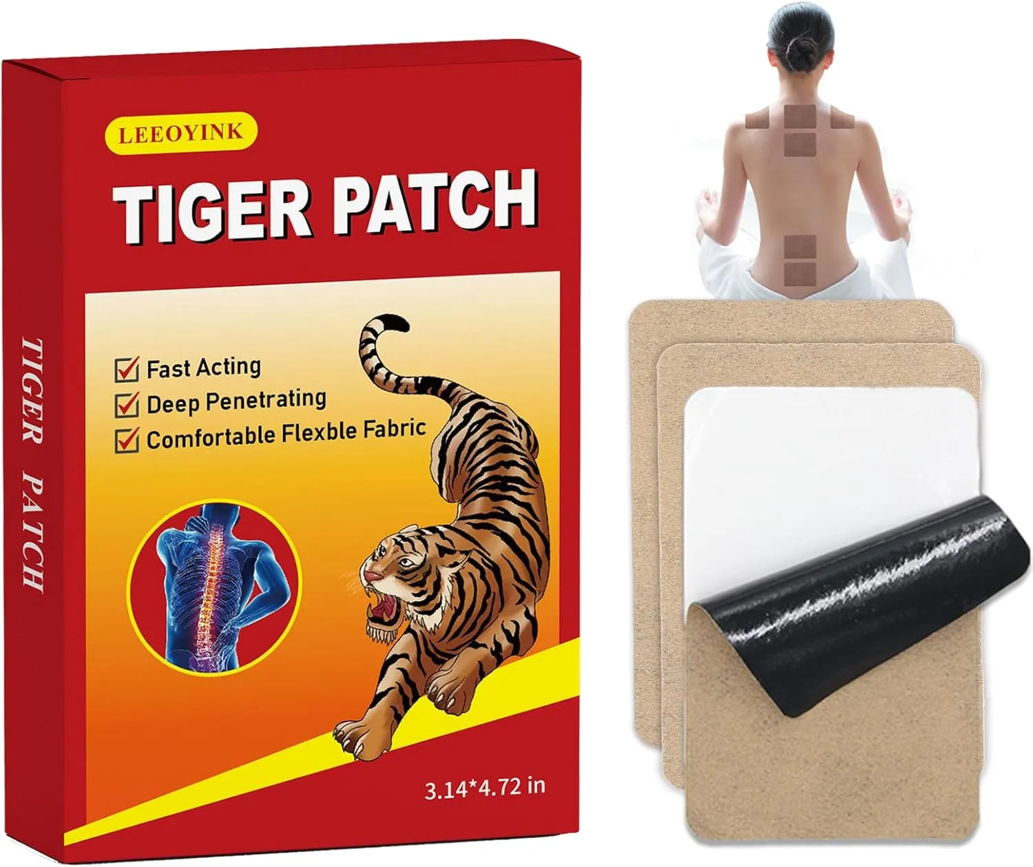 (80 PCS) Tiger Patches –Ultra Strength Heat Patches for Muscle & Joint Relief – Knee, Shoulder, Natural Muscle Patch,Neck,Natural Muscle Patch