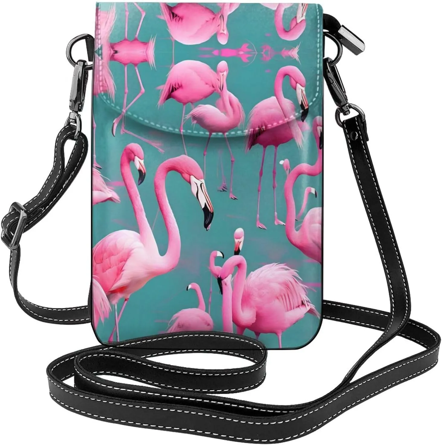 A flock of flamingos Women's crossbody bag, crossbody phone bag, tassel wallet with shoulder strap, best gift for women.
