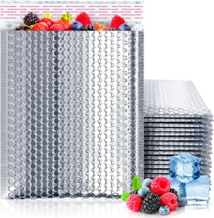 ABC PACK & SUPPLY Thermal Bubble Mailer, 11 x 15 Inches. Pack of 5 Metallic Bubble Mailers. Foil Insulated Mailers for Cold Shipping. Padded Envelopes Waterproof. Cold Insulated Shipping Bags