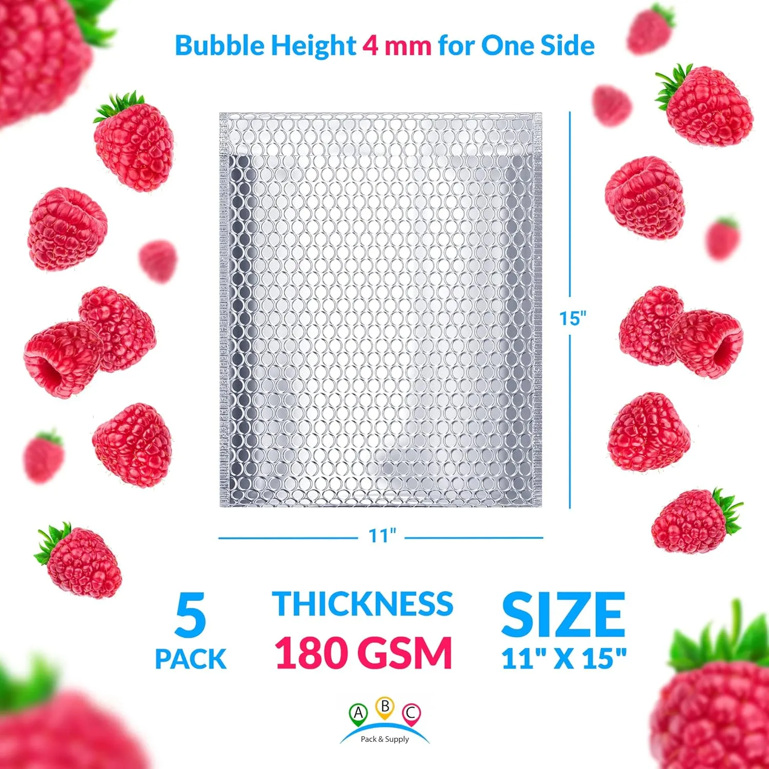 ABC PACK & SUPPLY Thermal Bubble Mailer, 11 x 15 Inches. Pack of 5 Metallic Bubble Mailers. Foil Insulated Mailers for Cold Shipping. Padded Envelopes Waterproof. Cold Insulated Shipping Bags
