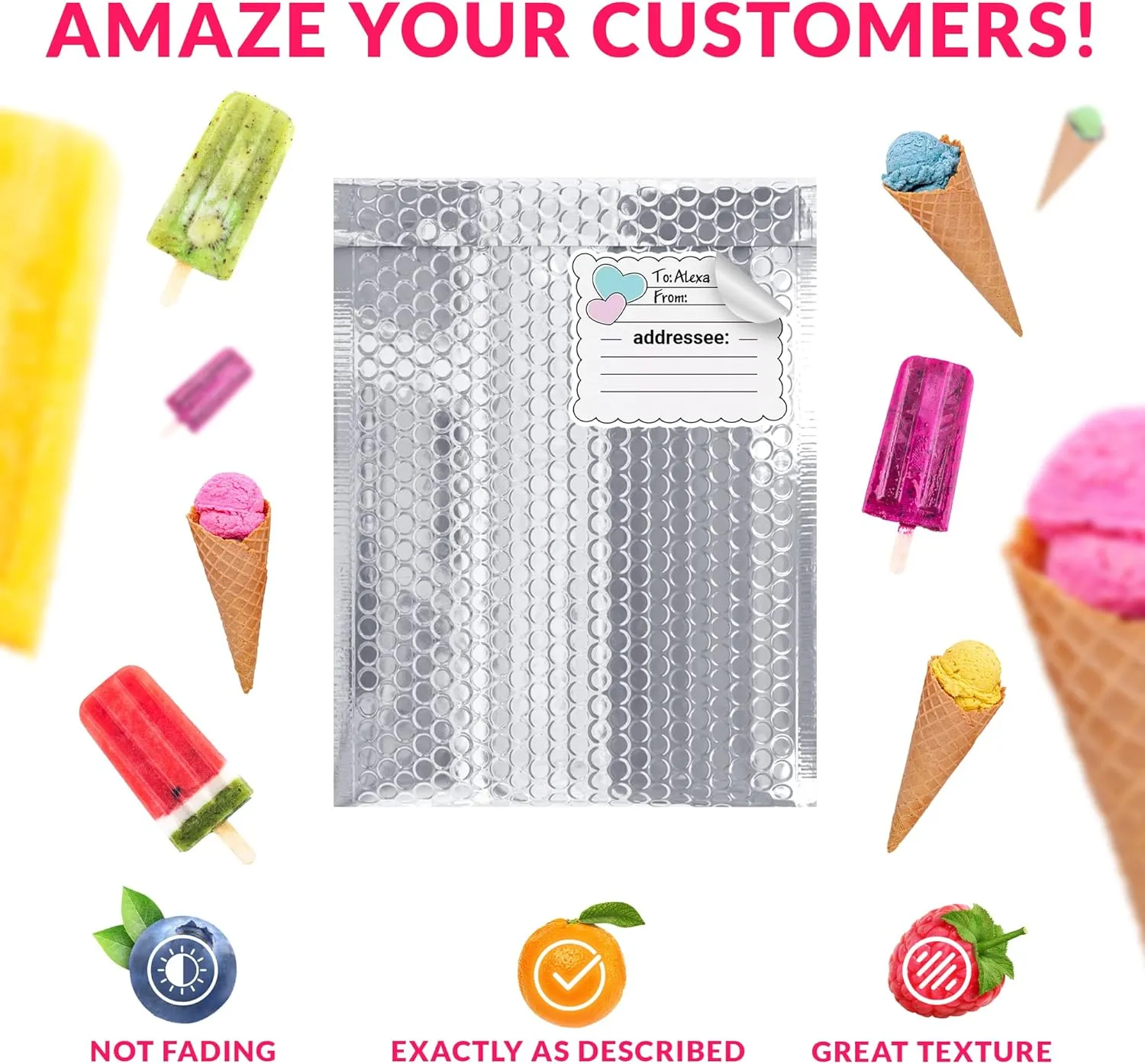 ABC PACK & SUPPLY Thermal Bubble Mailer, 11 x 15 Inches. Pack of 5 Metallic Bubble Mailers. Foil Insulated Mailers for Cold Shipping. Padded Envelopes Waterproof. Cold Insulated Shipping Bags
