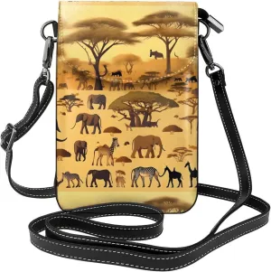 African grassland animals Women's crossbody bag, crossbody phone bag, tassel wallet with shoulder strap, best gift for women.
