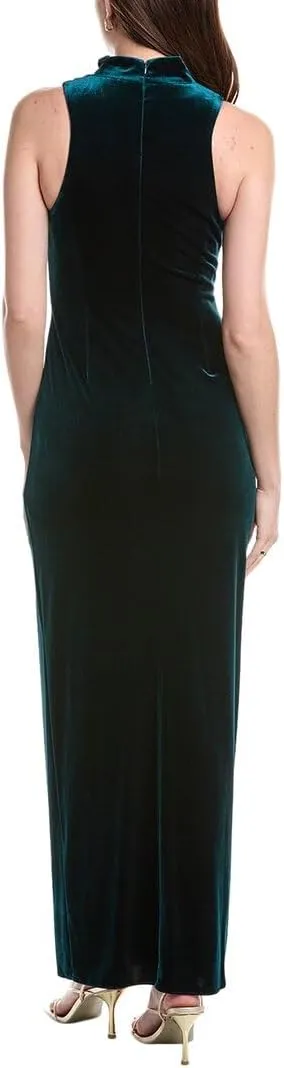 Aidan Mattox Stretch Velvet V-Neck Gown