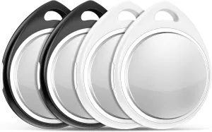 Air Tags-4 Pack Item Finders Work for Apple Find My (iOS Only) APP Tracker Tag for Kids, Luggage, Keys, Backpack, etc, Black Black White White(Not for Android)