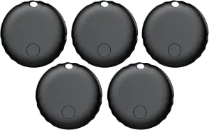 Air Tags, Smart Tag Works with Find My App (iOS Only), Keys Finder and Item Locator for Luggage, Backpack, Suitcases and More, Replaceable Battery, IP67 Waterproof Tracking Tags-5 Pack(Black)