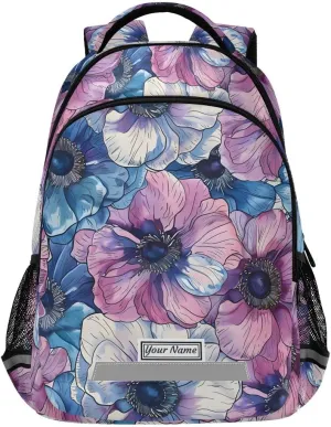 ALAZA Personalized Toddler Backpack School Girls Boys Bookbag Kids Bags Anemone Flower Children Student Daypack Travel Teen Name Customized