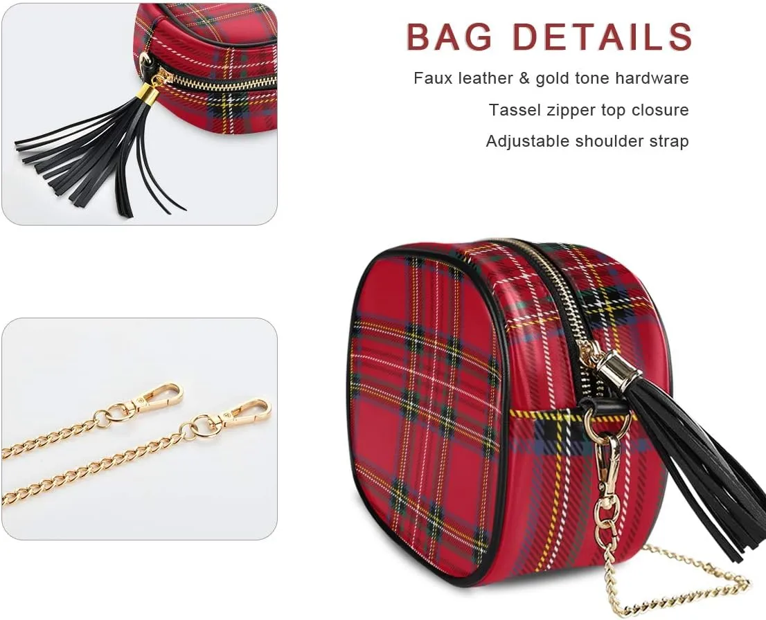 ALAZA Tartan Background Plaid Crossbody Bag with Adjustable Metal Chain Strap for Women Girl