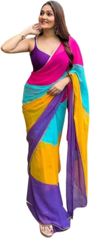 Alia bhatt Saree Rocky aur rani movie saree celebraty inspired sari Bollywood partywear Georgette Printed saree