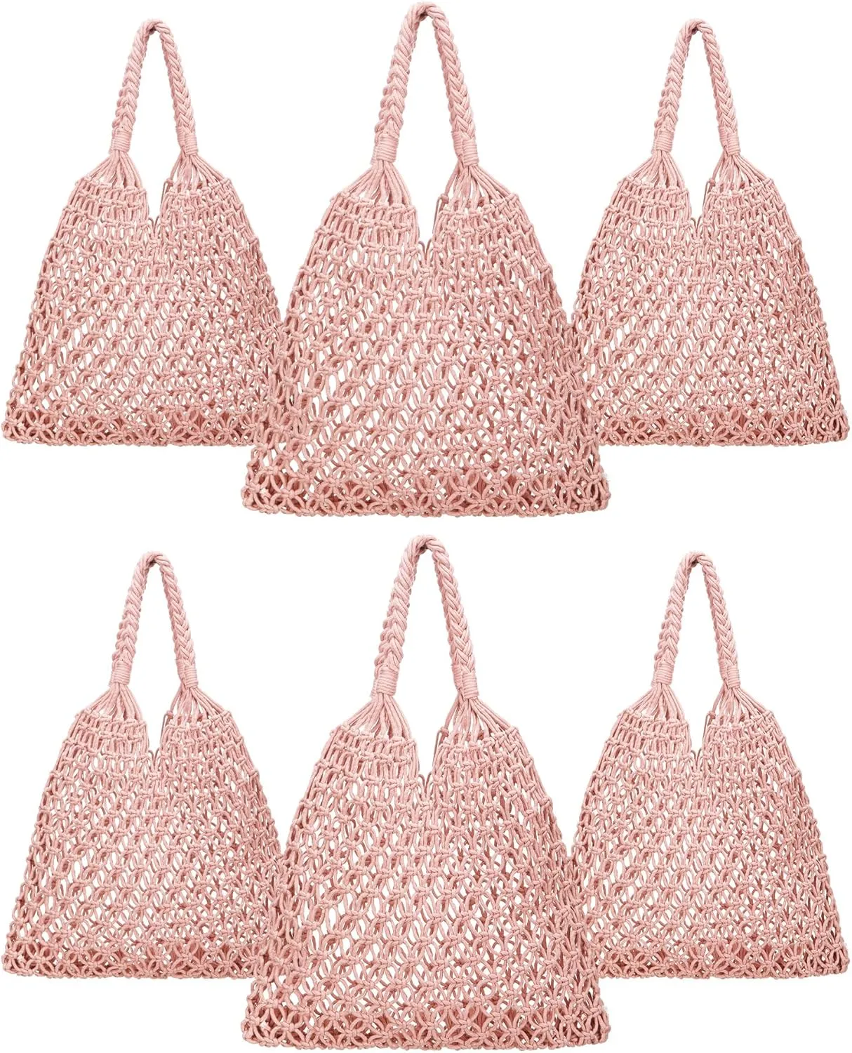 Aliceset 6 Pcs Macrame Tote Bags Bridesmaid Tote Bags Crochet Beach Bag for Women Bridesmaid Bachelorette Travel Gifts